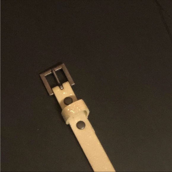 White Glittery Skinny Belt - Picture 2 of 5